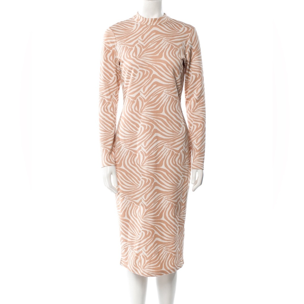 Ted Baker Beige Zebra Print Long Sleeve Dress